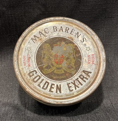 Vintage Mac Baren s Golden Extra Mild Ready Rubbed Tobacco Tin - Collectible