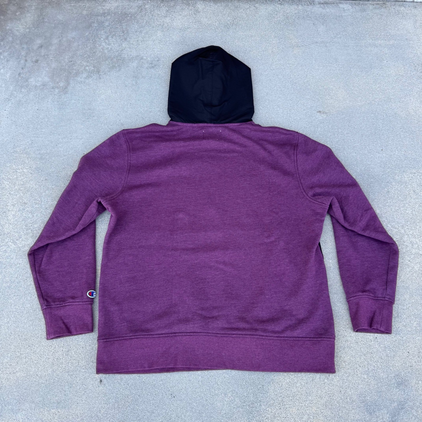 Champion Mens Quarter Zip Hoodie Purple Black Colorblock Fleece ...