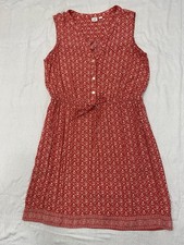 Gap Women’s Sleeveless Tie Belt Shirt Dress Pink Coral Floral Size S Pre Owned