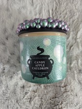NEW Bath  Body Works CANDY APPLE CAULDRON 3-Wick Candle Iridescent Bubble Lid