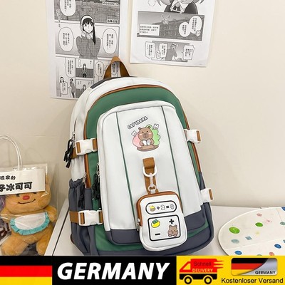 Capybara Cute Backpack Large Capacity Daypack School Backpack with Purse (Green)
