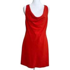 Alice + Olivia Harmony Racerback Minidress Womens Size 4 Orange Red Cowl Neck
