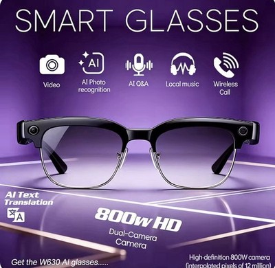 AI Smart Glasses HD Kamera Bluetooth Übersetzer Musik Anruf Brille Neu OVP