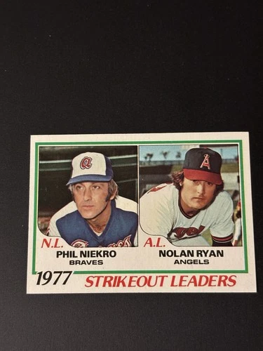 Nolan Ryan/Phil Niekro 1977 Strikeout Leaders 1978 Topps Baseball Card ~ #206