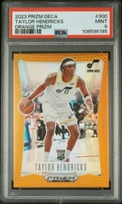 2023 PANINI PRIZM DECA ORANGE PRIZM #300 TAYLOR HENDRICKS 1/49 PSA 9