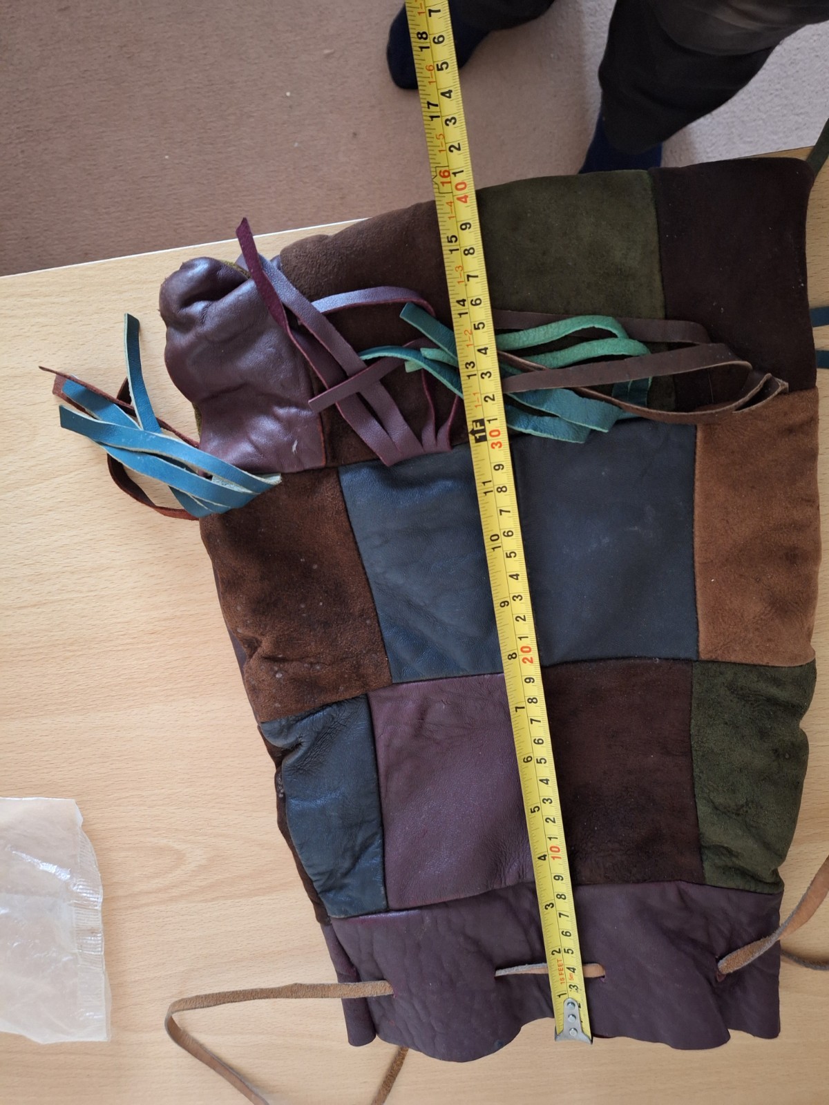 Leather Patchwork Drawstring Bag - image 7