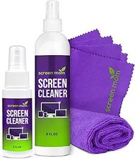 Screen Cleaner Spray and 4 Microfiber Cloths Bundle 8oz 2oz, by Screen Mom, Ey