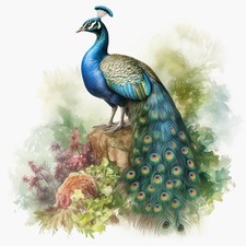 Wandbild Vogel Pfau Vintage Deko Bild Tiere Wanddeko Dekofliese Wandfliese