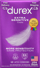 Durex Extra Sensitive Lubricated Ultra Thin Premium Condoms, Regular Fit, 12 Cou