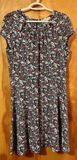 Michael Kors Black Dress w/Red & White Floral Design Back Zip w/Hook & Eye Sz Lg