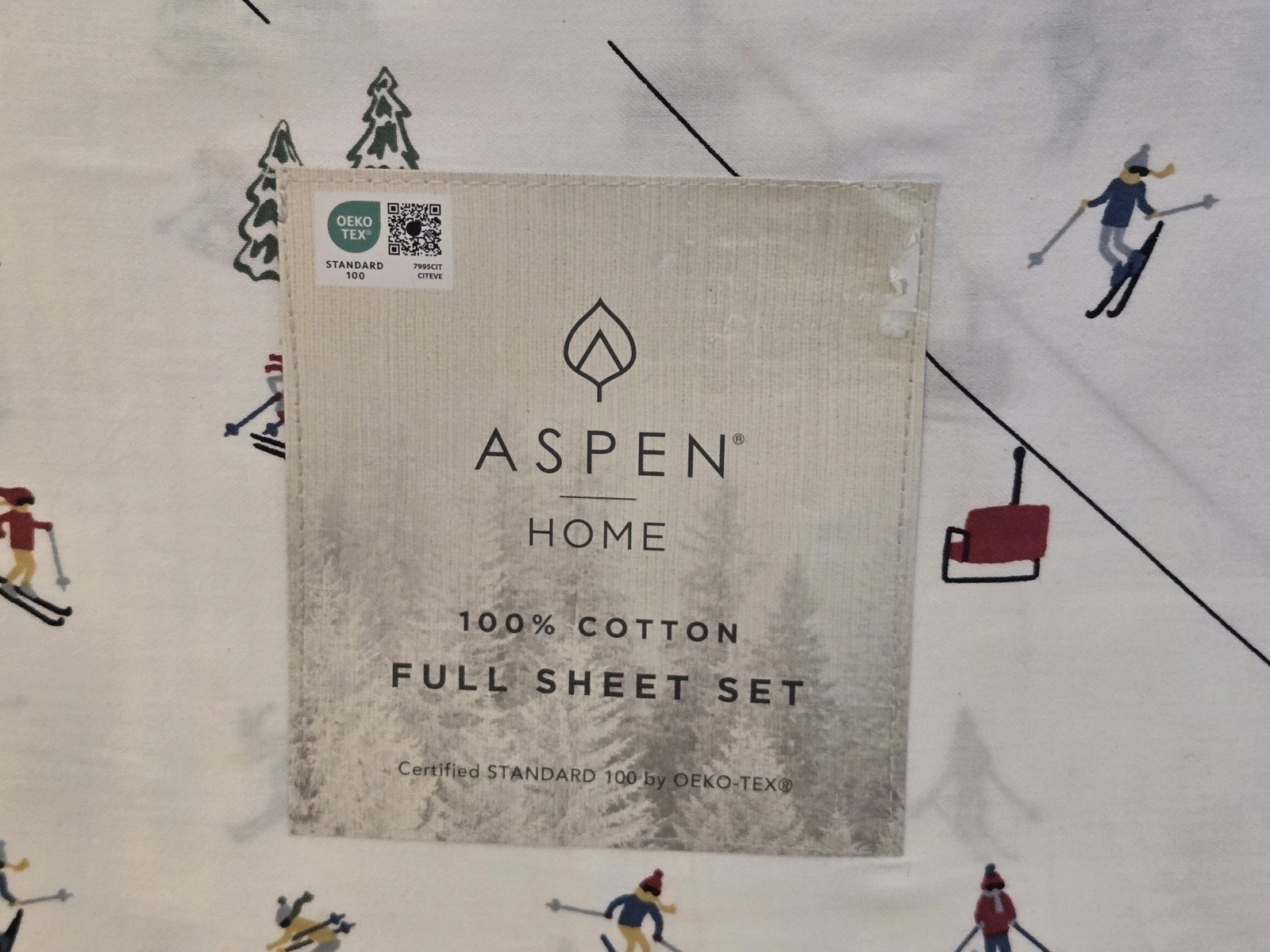 Aspen Home Full 4 Piece Sheet Set Winter Theme Skiing