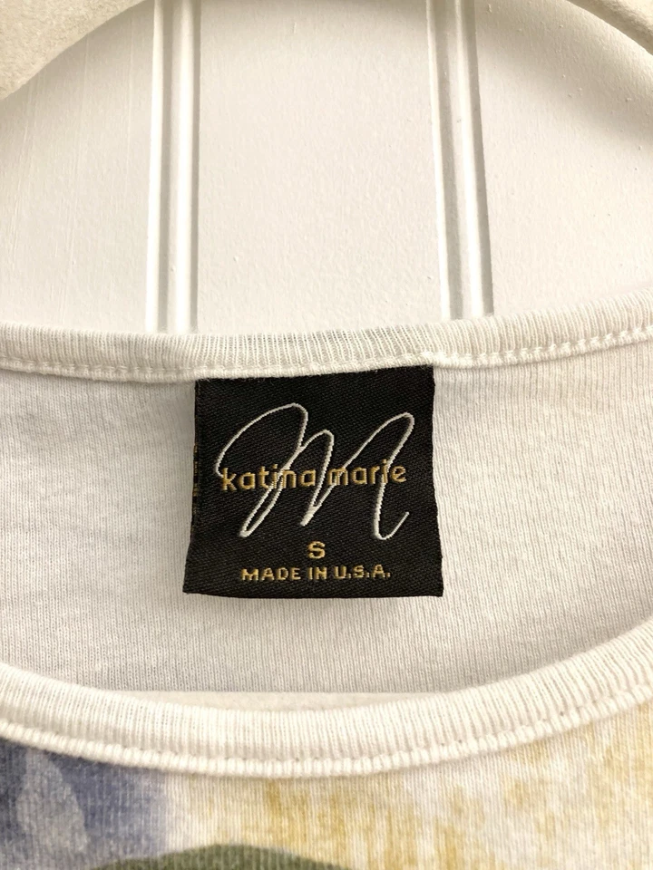 Vintage y2k Katina Marie tee Women’s S cottage core garden party floral bling - Image 4 of 4