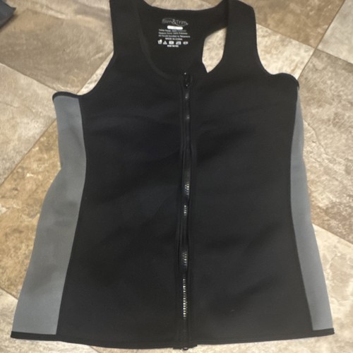 Slim & Trim Sauna Anzug Weste XL schwarz grau Reißverschluss Polyester Neopren ärmellos - Bild 2 von 4