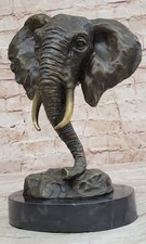 Original Milo Large Elephant Bust Bronze Sculpture Statue Figurine Figure Deco