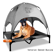 Floppy Dawg Just Chillin Elevated Dog Bed. Cool Cot Removable Canopy Shade.