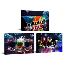 3 Piece Cocktail Canvas Wall Art Colorful Cocktails Pictures Posters Painting...