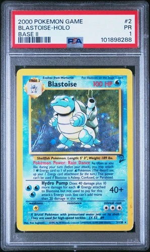 2000 POKEMON BASE SET 2 #2 BLASTOISE-HOLO PSA 1