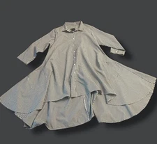 step in style gingham oversized button up shirt dress one size/L