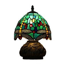 Tiffany Style Table Lamp, Blue Dragonfly Stained Glass Lamp, 3 Way Small Anti...