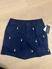 NWT POLO RALPH LAUREN NAVY AND WHITE HORSE SHORTS SIZE 16 BOYS NEW WITH TAGS