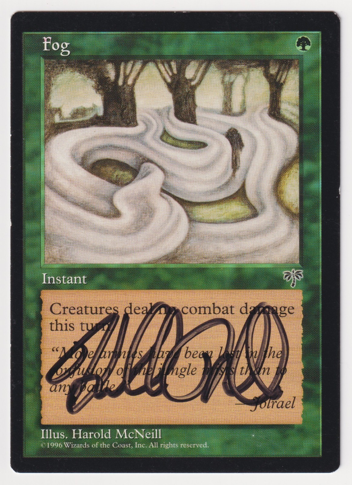 Miscut Signed Fog HP Mirage Artist Harold Arthur McNeill 1996 WOTC MTG Magic EDH