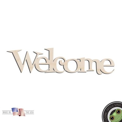 Welcome Text #2 Mid Century Modern Laser Cut Out Unfinished Wood Shape Craft Sup