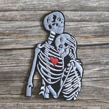 Emo Gothic Skeleton Lovers Hugging Dark Romance Skull Iron on Patch