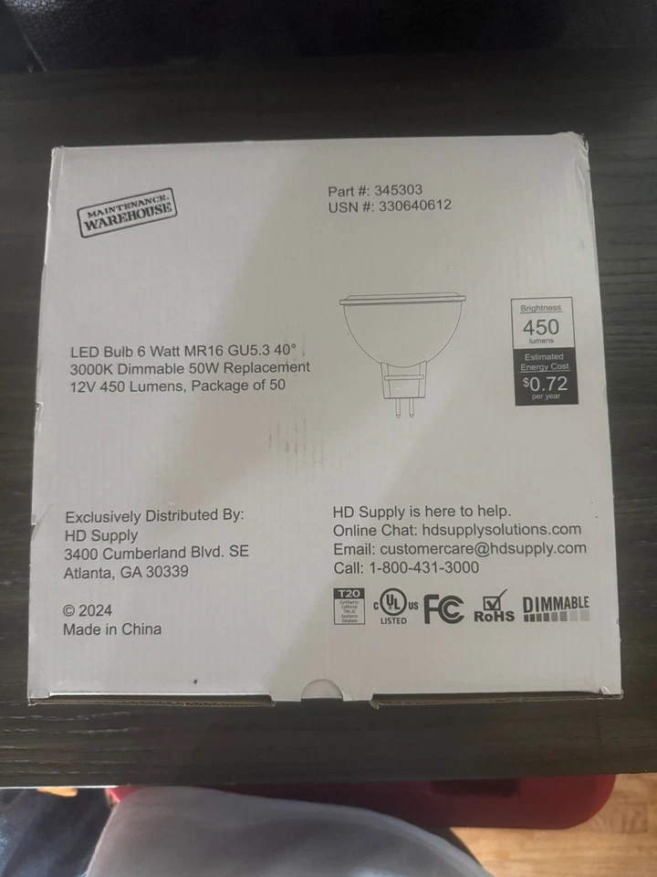 LED Bulb 6 Watt MR16 GU5.3 40° (50-Pack) - Image 2 of 4