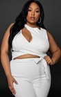Fashion Nova Women's XL White Ribbed 2-Piece Crop Top & Tie Waist Pants Set — photo 1