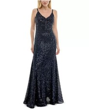 Taylor Women's Sequined Bow-Trim V-Neck Sleeveless Gown Sz4 $248