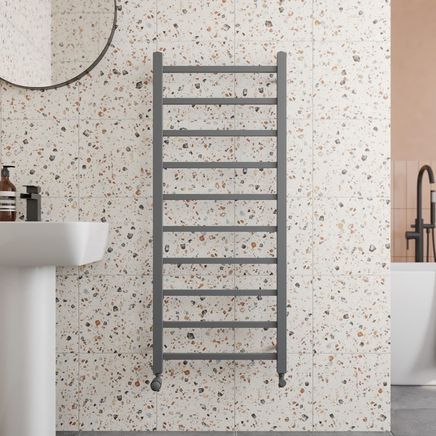 Solaro Square Bar Heated Towel Rail Anthracite - 1200 x 500mm
