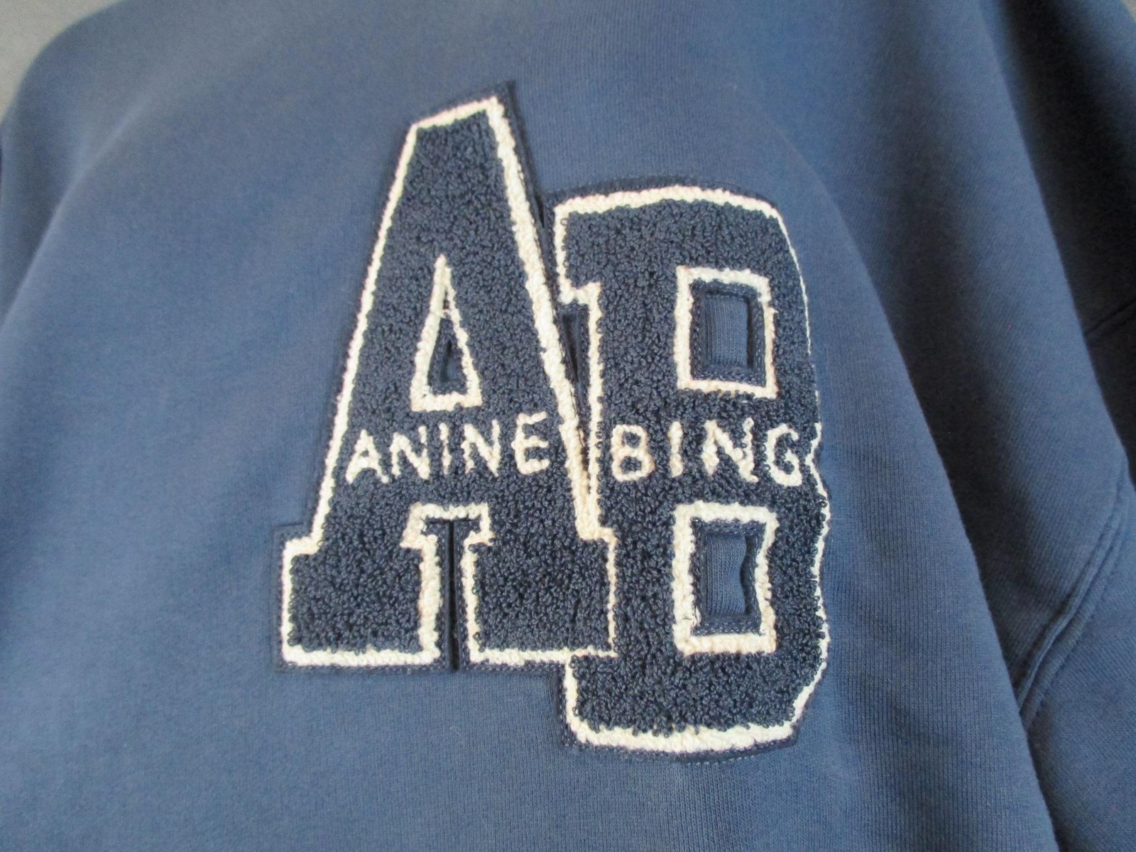 Anine Bing Sweatshirt Womens Large Blue Viles Oversized Letterman AB Logo image 2