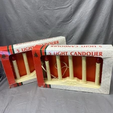 VTG 5 Light Candolier Candelabras Electric Lights red bulbs Payless Drug Stores