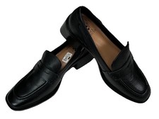 VINCE CAMUTO ENACHEL Black Leather Penny Loafers w/block heels~Womens 8.5~NWT!!