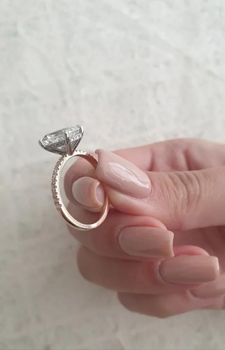 2.20Ct Emerald-Cut VS2/G Lab Grown Diamond Bridal Set Wedding Ring 14k Rose Gold - Picture 2 of 4