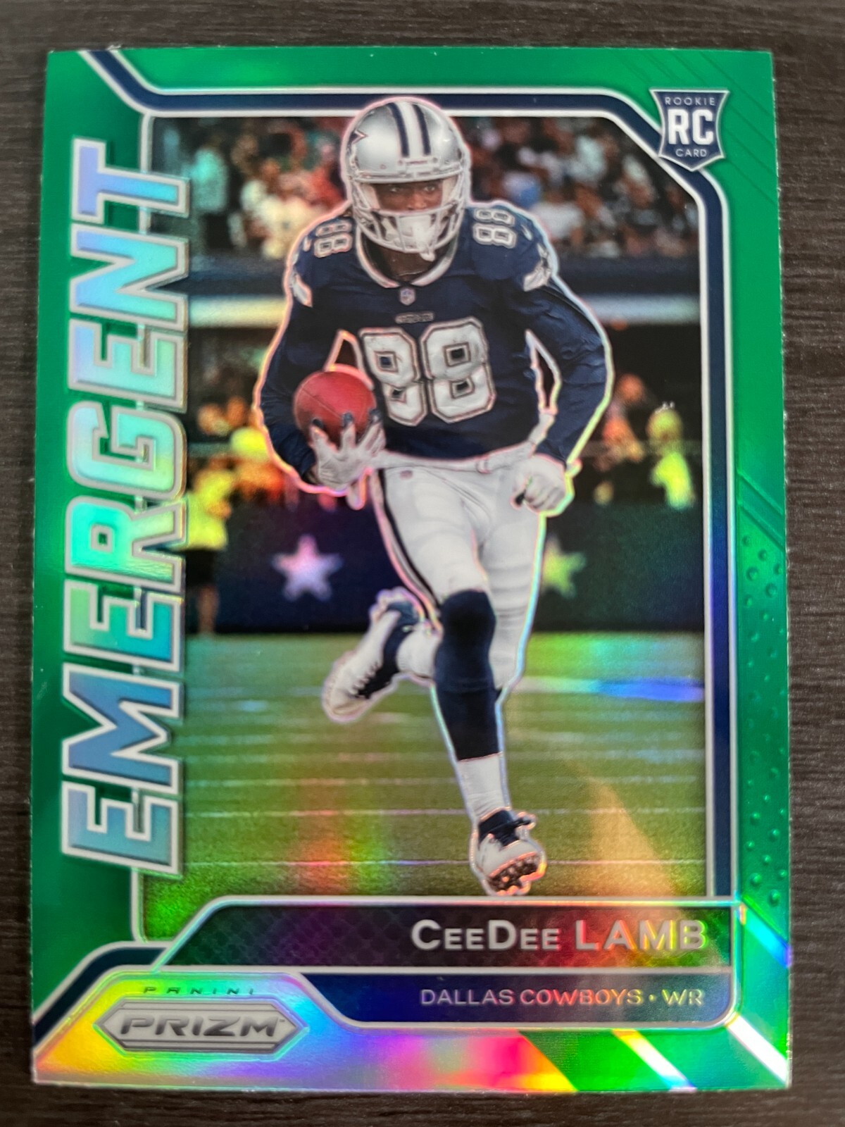 2020 Panini Prizm CeeDee Lamb Emergent Green Prizm RC Rookie #7 Dallas Cowboys