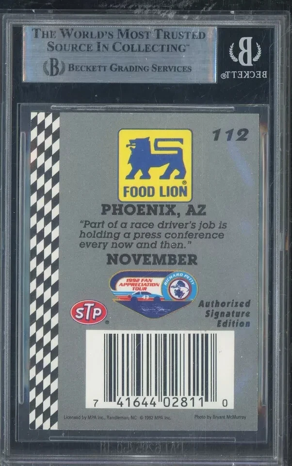 Richard Petty HOF Signed 1992 Food Lion Nascar Racing #112 AUTO BSA BAS - Image 2 of 2