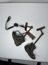 Antique Young Child Polio Leg Brace Pair Leather Rare Authentic Medical Science