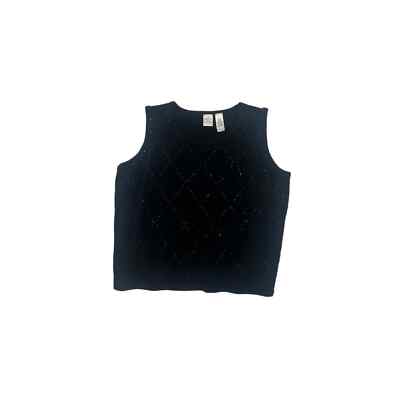 Emma E James Black Sparkle Sweater Tank Top Plus Size 1