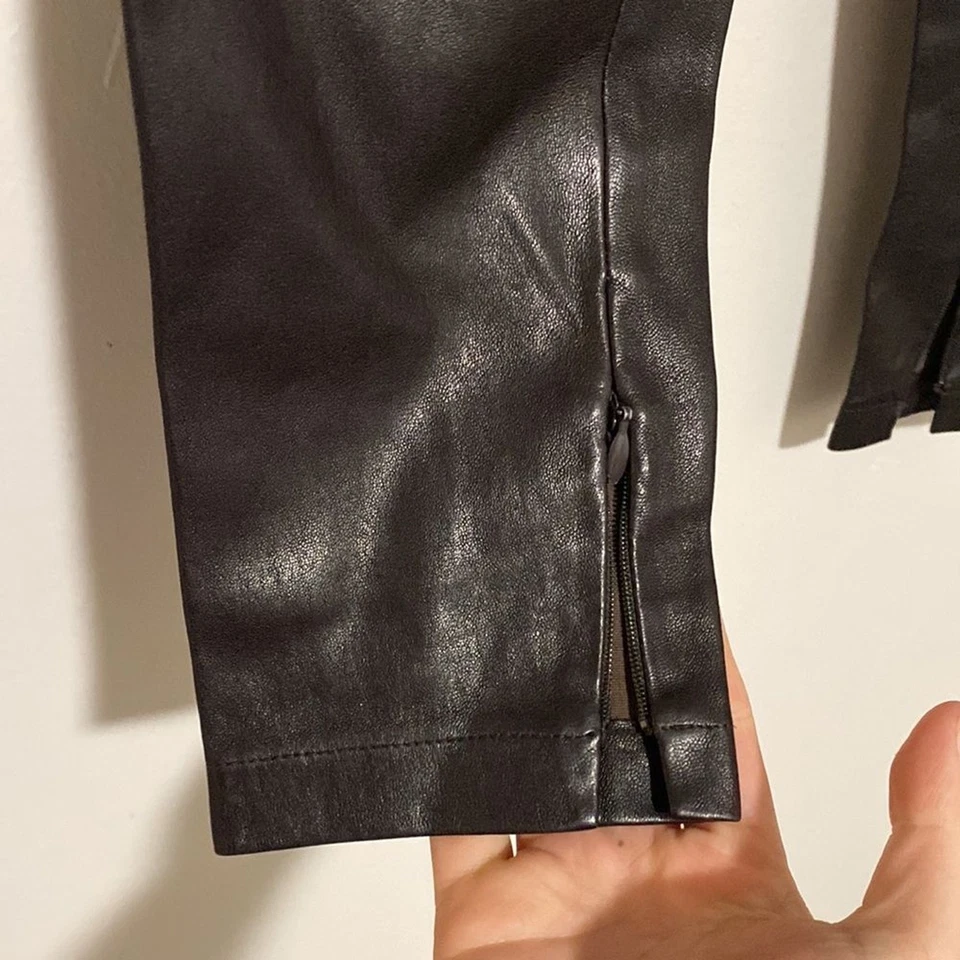 Vince Leggings 100% Cuero Cremallera Parte Inferior Elastizada Cintura Elástica - Talla XS Foto 4 de 4