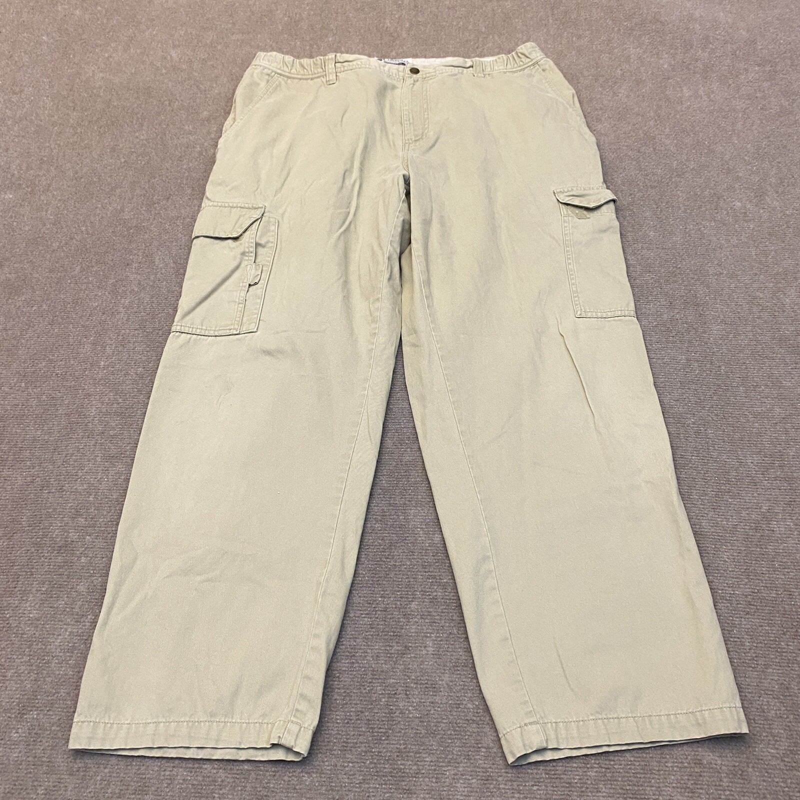 vtg Columbia Cargo Pants Mens Large Hiking Camping Beige Cotton Outdoor