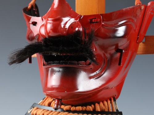Vintage Japanese Samurai Red Menpo -Wearable- Marutake Product Tsushima - Picture 14 of 17