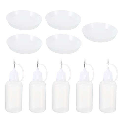 5 Set 30mL Needle Tip Applicator Bottles with Plastic Glue Trays Paper Quilling
