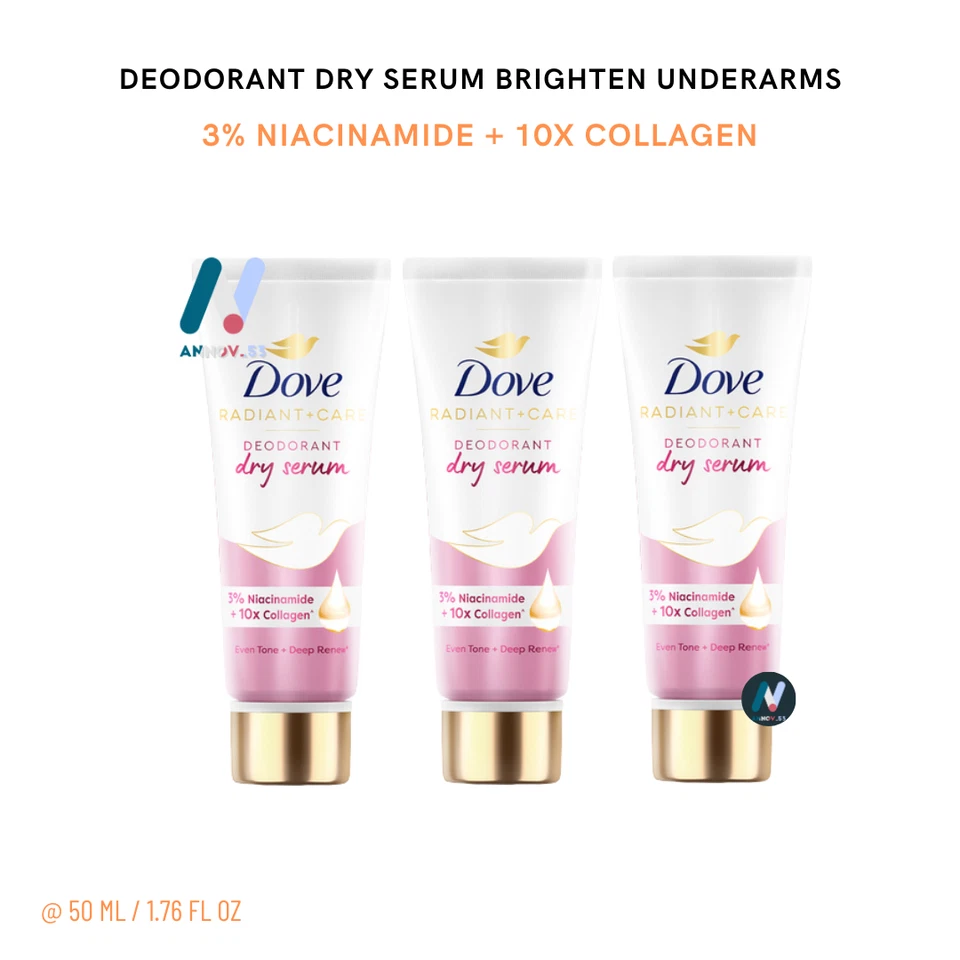 DOVE Dry Serum Deodorant Niacinamide Brighten Renew Collagen 48h Protection 3PCS - Image 2 of 4