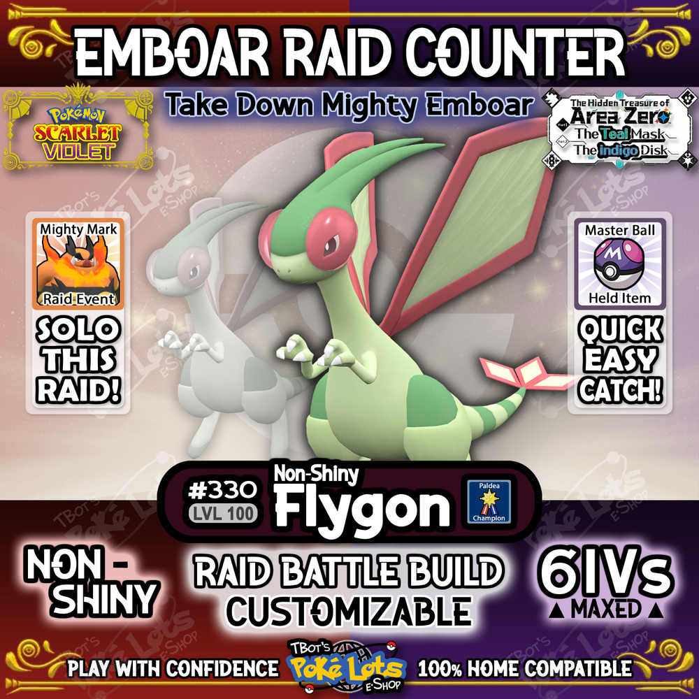 🌎 Flygon Solo 💥 Unrivaled Mighty Emboar Raid Counter 🌎 Pokemon Scarlet Violet