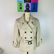 Divided Woman Beige Belted Trench Coat Size 8 Spring Fall Lightweight Jacket