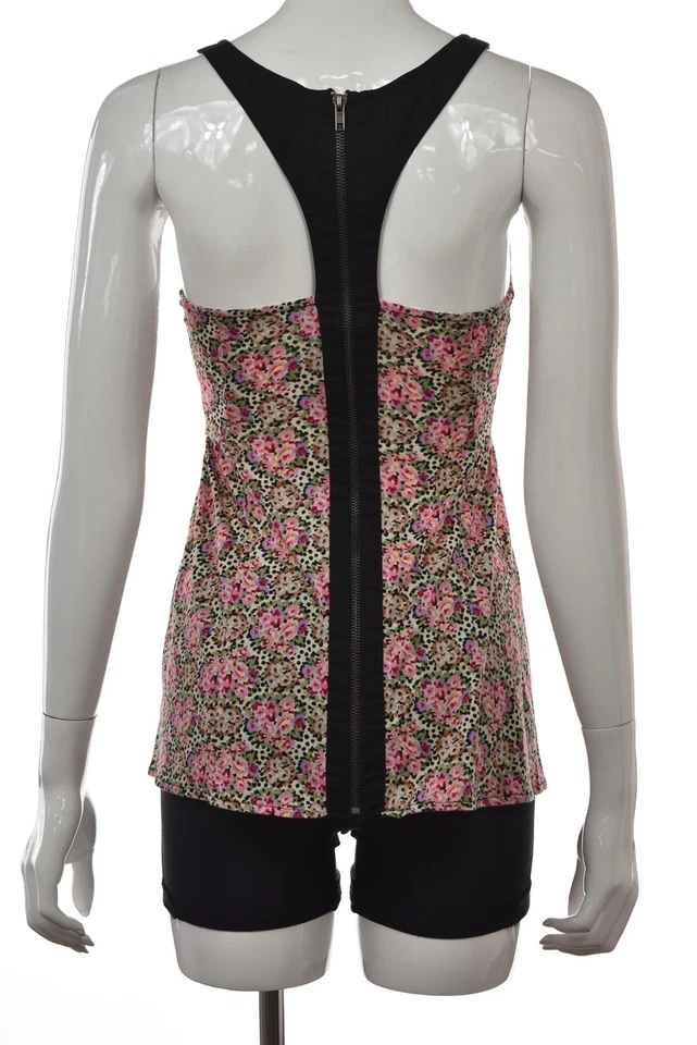 Silence + Noise Womens Top Size XS Black Purple Sleeveless Floral Tank Cotton - Image 2 of 4