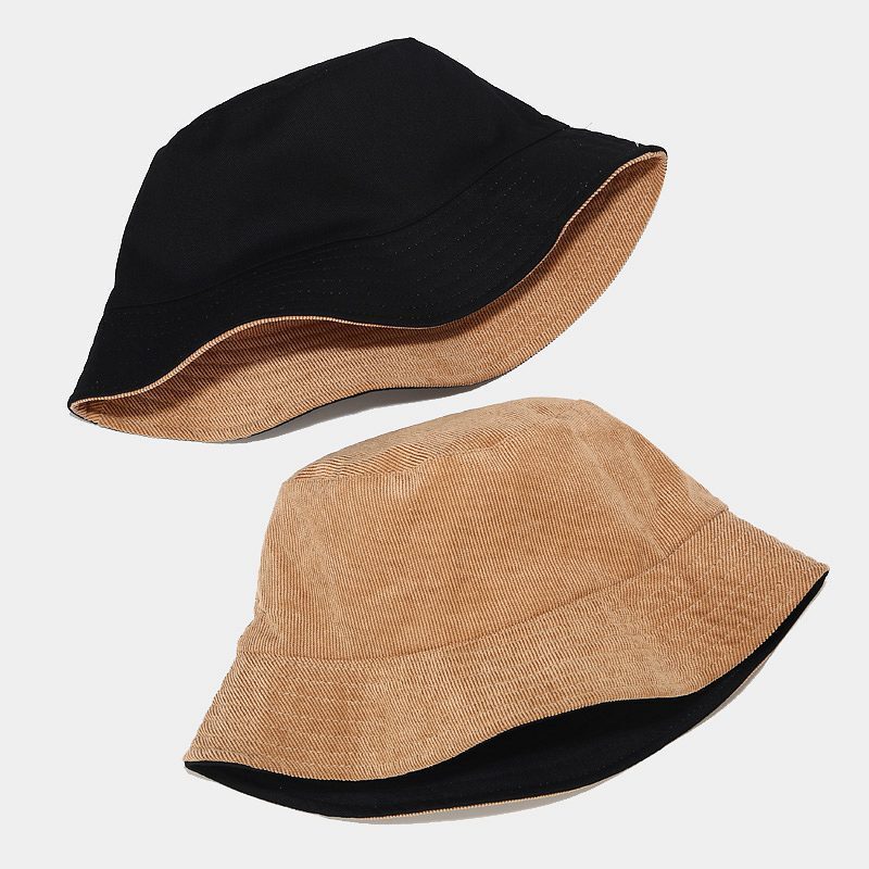 Lady Reversible Corduroy Bucket Hat Double Side Wear