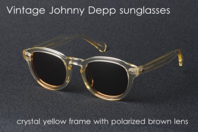 Vintage polarized sunglasses Johnny Depp glasses flesh frame brown green glasses