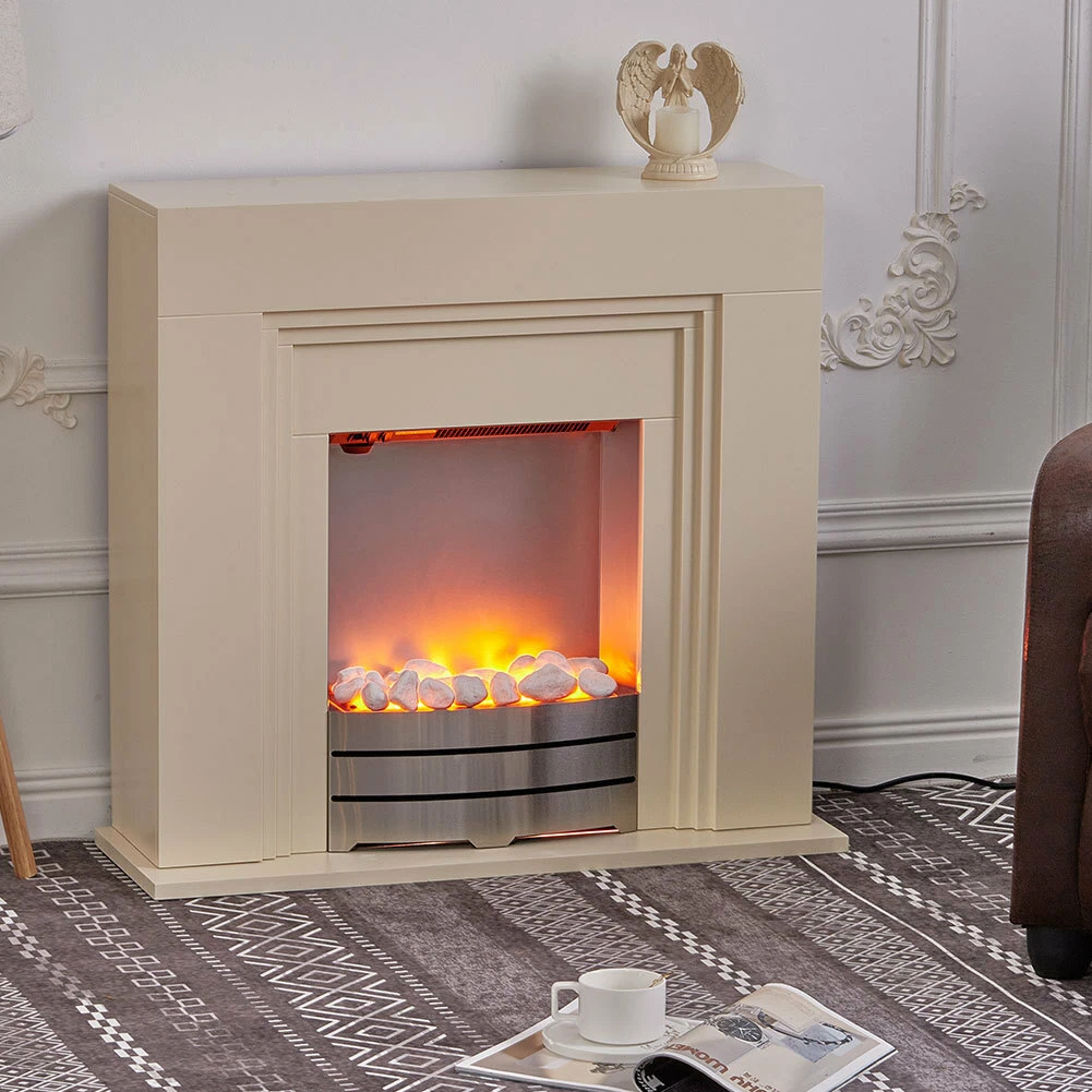 Free Standing Electric Fire Fireplace LED Flame Standing Heaters with  Surround | eBay